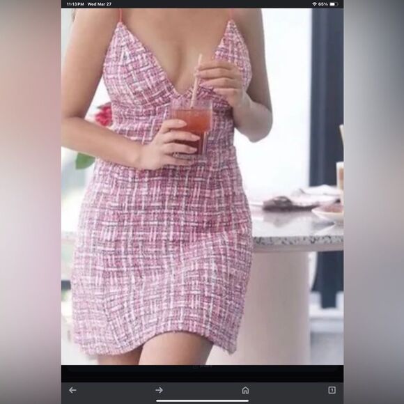 NWT House of Harlow 1960 Pink  Cream and Blue  Woven fabric  Size  XS - Picture 2 of 12